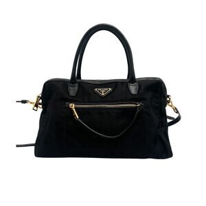 Prada Black Nylon and Leather-Trimmed Two-Way Handbag Y2K Crossbody